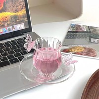 Collection de tasses Fleur de Dieu, en verre borosilicate de haute qualité, résistant à la chaleur, style minimaliste chinois, narcisse, papillon, créatif