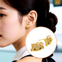 Boucles d'oreilles en cuivre motif chat mignon pour femme