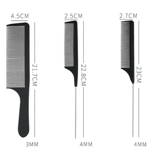 Peignes à cheveux droits noirs avec Logo personnalisé, peigne en Fiber de carbone antistatique pour Salon de coiffure professionnel pour coupe de cheveux - Product Image 3