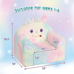 Sofá Infantil de Unicornio con Respaldo Alto, Esponja Suave y Felpa, 50% Material Reciclado, para Princesas y Niños - Product Image 2