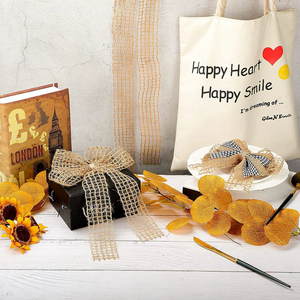 Ruban en <span class=keywords><strong>toile</strong></span> <span class=keywords><strong>de</strong></span> <span class=keywords><strong>jute</strong></span> naturelle 2m, ruban artisanal rustique tissé pour emballage cadeau, bouquet <span class=keywords><strong>de</strong></span> mariage et décoration intérieure DIY - Product Image 6