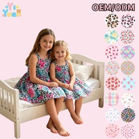 Robe évasée sans manches à col carré, motif léopard fleuri jungle, vêtement décontracté personnalisé pour petite fille, occasion de vacances