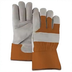 Gants de sécurité en cuir de vachette de qualité supérieure, paume en cuir croûte, dos en coton robuste, antidérapants, usage industriel, certifiés CE - Product Image 4