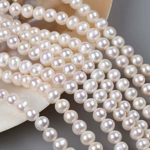 7-8mm White Punch Nearly Round Natural Freshwater Cultured Pearl DIY Necklace <b>Bracelet</b> Semi-Finished <b>String</b> Loose Pearls - Product Image 5