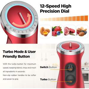 Batidora de Inmersión KOIOS, 1000W, 5 Velocidades, Cuchilla de Acero Inoxidable, Capacidad de 600ml, Enchufe del Reino Unido, Batidora Portátil - Product Image 3