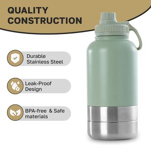 Bouteille d'eau portable 3-en-1 pour chien 2025, 32oz/64oz, avec gamelles en acier inoxydable isolées, pour voyage et alimentation en extérieur - Product Image 3