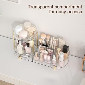 <b>Makeup</b> Organizer Countertop for <b>Vanity</b>, Rotating Perfume Tray with 5-compartment Cosmetic and Skincare Organizers - Product Image 2