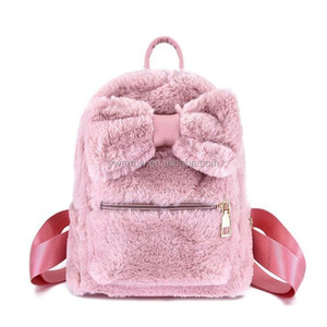 Linda chica peluda <span class=keywords><strong>Minnie</strong></span> arco de peluche Mini Orejas de conejo mochila de señora de las mujeres, <span class=keywords><strong>bolsa</strong></span> de chicas mini morral de la felpa - Product Image 2