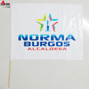 Drapeaux à main en PE imprimés avec logo personnalisé et mât en bois pour les élections - Product Image 5