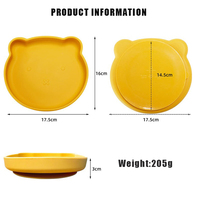 Offre Spéciale mignon ours forme Silicone bébé couverts de qualité alimentaire enfants vaisselle ventouse bol assiette
