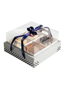 Caja de impresión 12 piezas caja de macarrón blanco pequeño mousse pastel pastelería cajas de papel