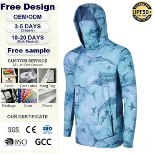 เสื้อฮู้ดดี้ตกปลาแขนยาวสำหรับผู้ชาย ป้องกันแสงแดด UPF50+ แห้งเร็ว พร้อมหน้ากากในตัว เสื้อตกปลาแห้งเร็ว - Product Image 1