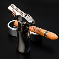 Ensemble d'accessoires pour cigares HZHM Simplicity comprenant des ciseaux en acier inoxydable, un briquet à quatre jets, un cendrier coupe-vent, un cadeau élégant