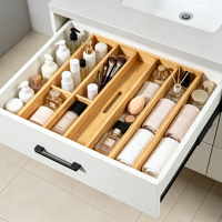 Diviseurs de tiroirs en bambou réglables, lot de 6 organisateurs de tiroirs extensibles pour la cuisine, les vêtements et le bureau, s'adaptent aux intérieurs de tiroirs