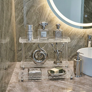 Acrylic Storage Rack 60X70cm 2 Tier Freestanding For Bathroom Cosmetics Personal Care Products - Product Image 4