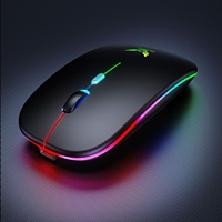 工厂直供 2.4G 充电式静音无线游戏鼠标 右手用 LED 背光 1600 DPI 可编程 4 个按键 轻量级