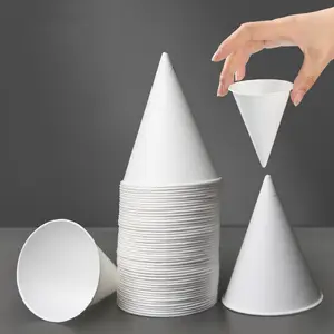 고품질 4.5oz 콘 모양 작은 일회용 백색 공예 종이 마시는 컵 백색 콘 모양 종이컵