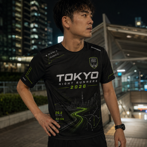 Camiseta Reflectante Personalizada Inspirada en Tokio para Correr de Noche, Uniforme de Equipo de Maratón Urbano de Alta Visibilidad - Product Image 1