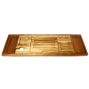 Bathroom Luxury Black <strong>White</strong> Natural Wood Bamboo Bathtub Caddy Expandable <strong>Bath</strong> Tub <strong>Tray</strong> with Extending Side for <strong>Bath</strong> - Product Image 3