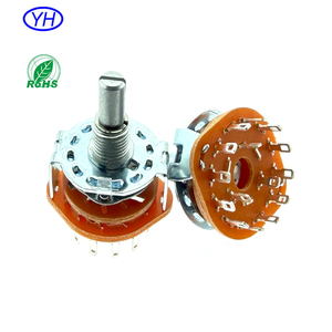 YUWAH ventes directes d'usine 1 2 pôles 3 4 5 6 7 8 10 12 positions interrupteur rotatif RS25 17mm arbre sélecteur de tension rotatif SR25 - Product Image 1