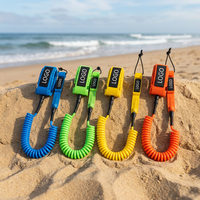 Laisse de planche de surf en TPU personnalisable OEM&ODM, couleur unie/enroulée, légère, pour paddle board et long board SUP