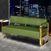 Canapé de salon moderne en tissu doux, design épuré, avec éléments en acier inoxydable, pour la maison et les espaces d'attente