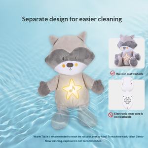 Peluche mignonne super douce en forme de raton laveur, <span class=keywords><strong>doudou</strong></span> <span class=keywords><strong>pour</strong></span> bébé avec rembourrage en coton, jouet musical apaisant <span class=keywords><strong>pour</strong></span> 0-24 mois - Product Image 3