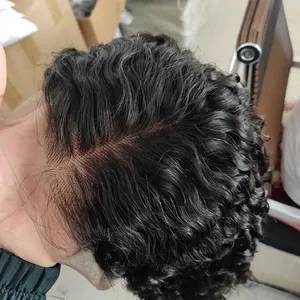 2021新しいデザイン100% 最高品質の生の寺院インドのバージンレミー人間の髪自然な波フルレースウィッグ赤ちゃんの髪