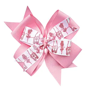 Moños para el Cabello de Ballet Rosa de 4 Pulgadas, Pinzas con Diseño de Molinillo, Lazos de Cinta Grosgrain para Niñas, Accesorios para el Cabello - Product Image 1