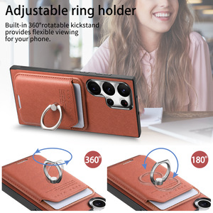 Funda Magnética de Cuero para <span class=keywords><strong>Samsung</strong></span> Galaxy S26 <span class=keywords><strong>Ultra</strong></span> A57 con Ranura para Tarjetas, Anillo de Soporte, Textura Grabada, Color Sólido, Protectora - Product Image 4