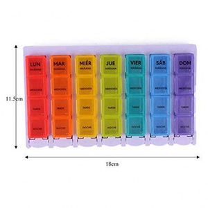 Boîte à pilules en plastique colorée avec 28 compartiments pour la vente en gros – Organiseur hebdomadaire - Product Image 1