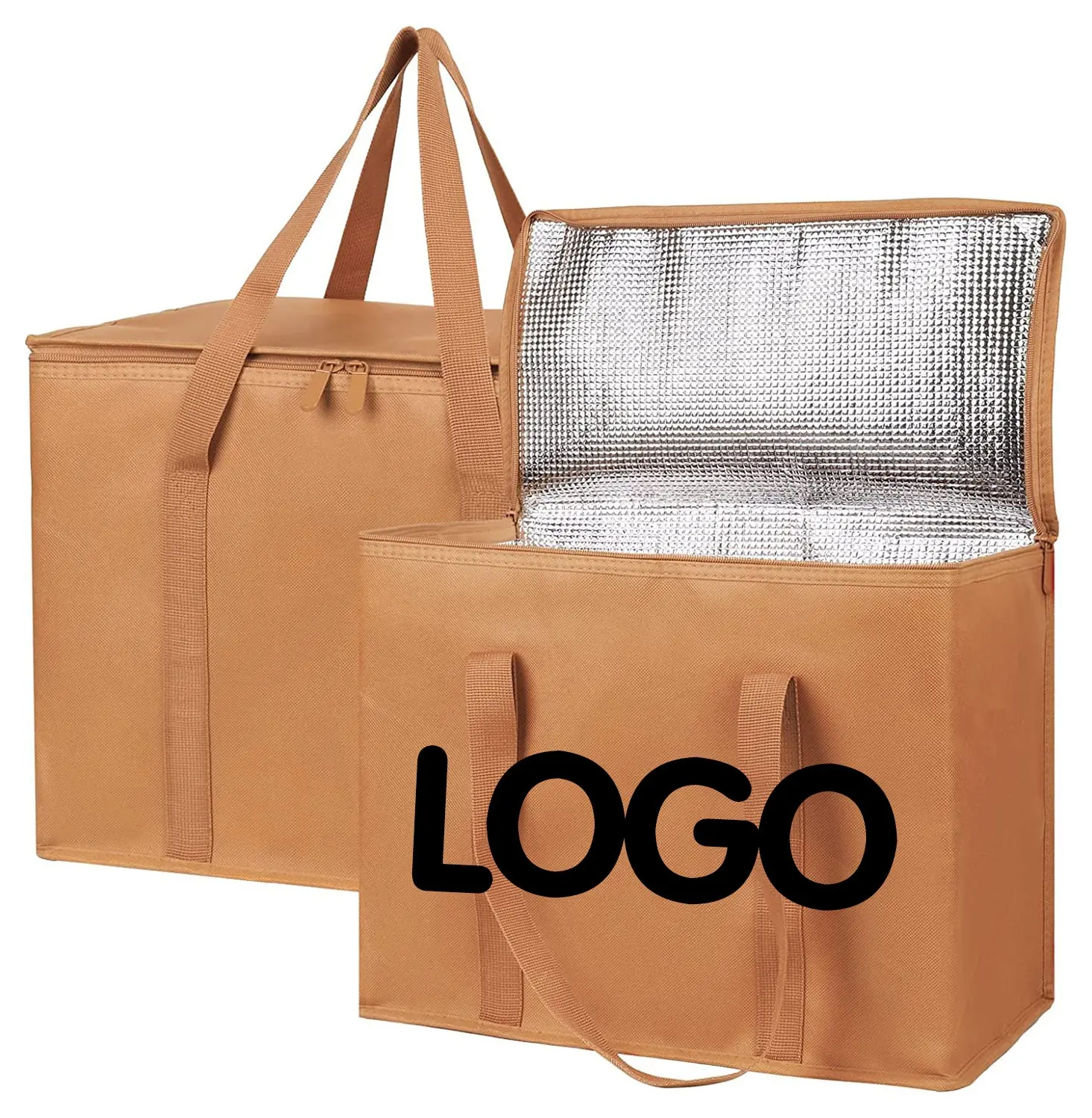 Venda quente Brown Food Comercial Grande Reutilizável Aquecimento Saco Isolado Food Delivery Refeição Mercearia Tote Isolamento Saco Frio 10l