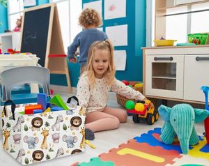 Zoo Rectangular Baby Storage Basket <b>Large</b> Collapsible Kid Toy <b>Bin</b> Nursery Classroom Books Shelf Basket - Product Image 3
