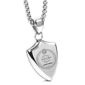 Collar de acero inoxidable con colgante de escudo de Capricornio para hombre, amuleto del zodiaco, regalo para uso diario - Product Image 3