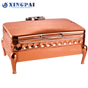 XINGPAI Dubai <span class=keywords><strong>Hotel</strong></span> Suministros Chaffing Dish Pour Buffet <span class=keywords><strong>Deluxe</strong></span> Rose Gold Martillado Acero inoxidable Cheffing Platos de lujo - Product Image 2