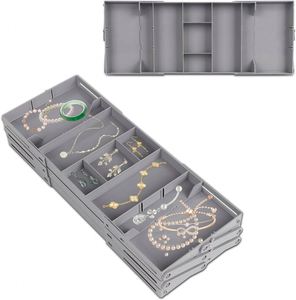 2025 Eco-friendly <b>Grey</b> Plastic Jewelry Organizer <b>Storage</b> Case 3 Layers for Women's Necklaces Earrings Large Display Case - Product Image 3