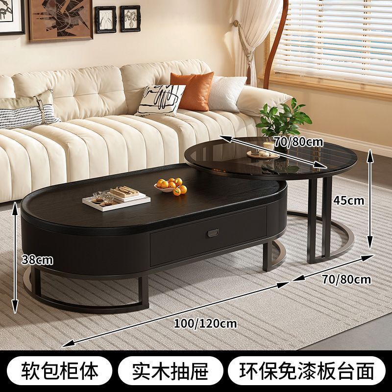 [Concave Oval Single Drawer] 10070cm Dark Sandalwood Gray Glass