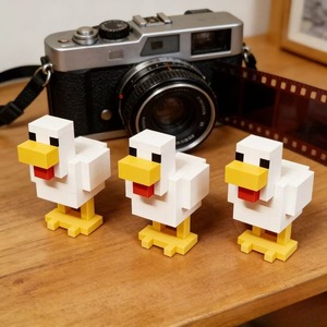 Juego de 3 Figuras Decorativas de Pollo Pixeladas Impresas en 3D, Adorno para Sala de Estar, Hogar, Estilo Retro Vintage, Regalo - Product Image 2