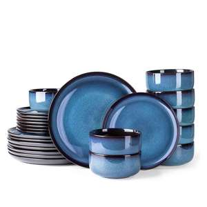 Juego de Vajilla de Porcelana Cerámica Ecológica Azul de Lujo Nórdico, Platos Ovalados, Diseño Minimalista, Alta Gama - Product Image 1