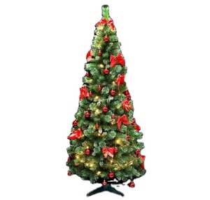 6ft Slim Decorated &amp; Pre-Lit Silver Pop-Up Christmas <strong>Tree</strong> Pull up Christmas <strong>Tree</strong> - Product Image 2