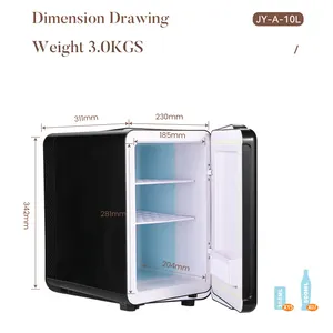 10L Mini Fridge Bedroom With Cool Front Magnetic Blackboard Portable Small Refrigerator For Travel