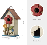 Nichoir suspendu moderne pour oiseaux, décoration de jardin et de patio extérieur, nichoir en bois vieilli, abri pour oiseaux, couleur naturelle durable