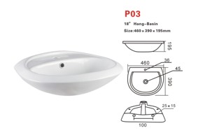 Lavabo mural en céramique <span class=keywords><strong>de</strong></span> qualité, économique, écologique et facile à nettoyer pour salle <span class=keywords><strong>de</strong></span> bain - Product Image 2