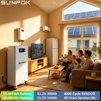 Batterie Sunpok Lifepo4 51.2V 48V 16KWH 15KWH, système de stockage d'énergie solaire domestique de type vertical, pack de batteries au lithium