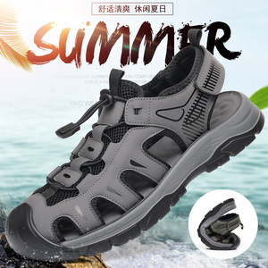 Zapatos de agua de malla para hombre, para verano, deportes al aire libre, transpirables, con cierre de velcro, verde, gris, negro - Product Image 2
