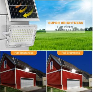 ไฟสปอร์ตไลท์ LED พลังงานแสงอาทิตย์แบบกันน้ำ IP65 ขนาด 200W/300W พร้อมแบตเตอรี่ลิเธียม ตัวโคมทำจาก ABS/อะลูมิเนียม สำหรับใช้งานกลางแจ้ง ถนน สวน - Product Image 3