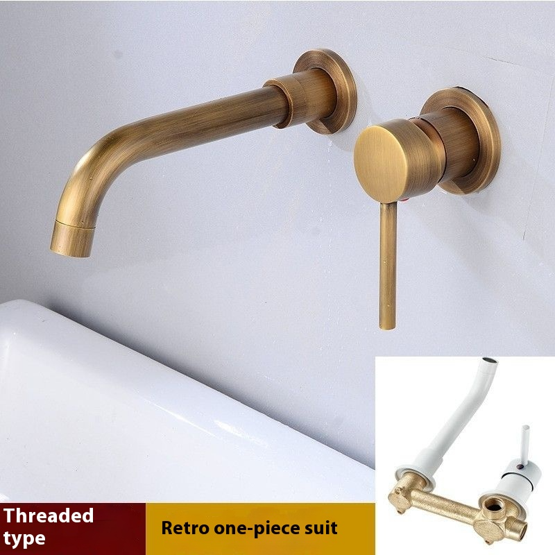 Brushed gold brass one-piece concealed faucet