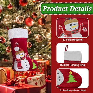 Chaussettes de Noël vierges à motifs de dessins animés de Père Noël, de haute qualité, à succès, pour broderie - Product Image 3