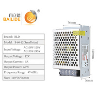 Adaptateur d'alimentation à découpage industriel compact BLD-12V-5A-60W, transformateur CA 220V vers sortie 12V