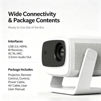 Projecteur de cinéma intelligent OEM/ODM 180 Ansi natif 720P Android 12 avec mise au point automatique et alignement de l'écran Keystone pour films et médias vidéo